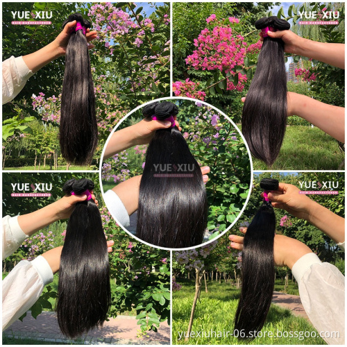 10A Grade Cuticle Aligned Straight Human Hair Bundles With Closure,Silky Straight Mink Brazilian Hair Extension